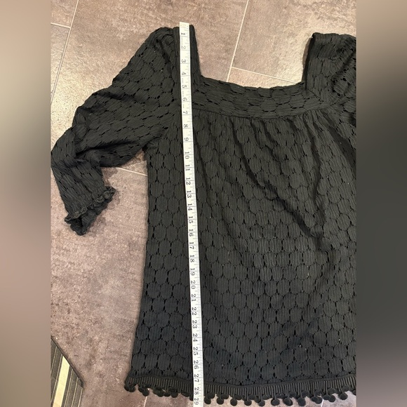 Anna Sui Black Textured Lace Embroidered Boho Top - Picture 6 of 7